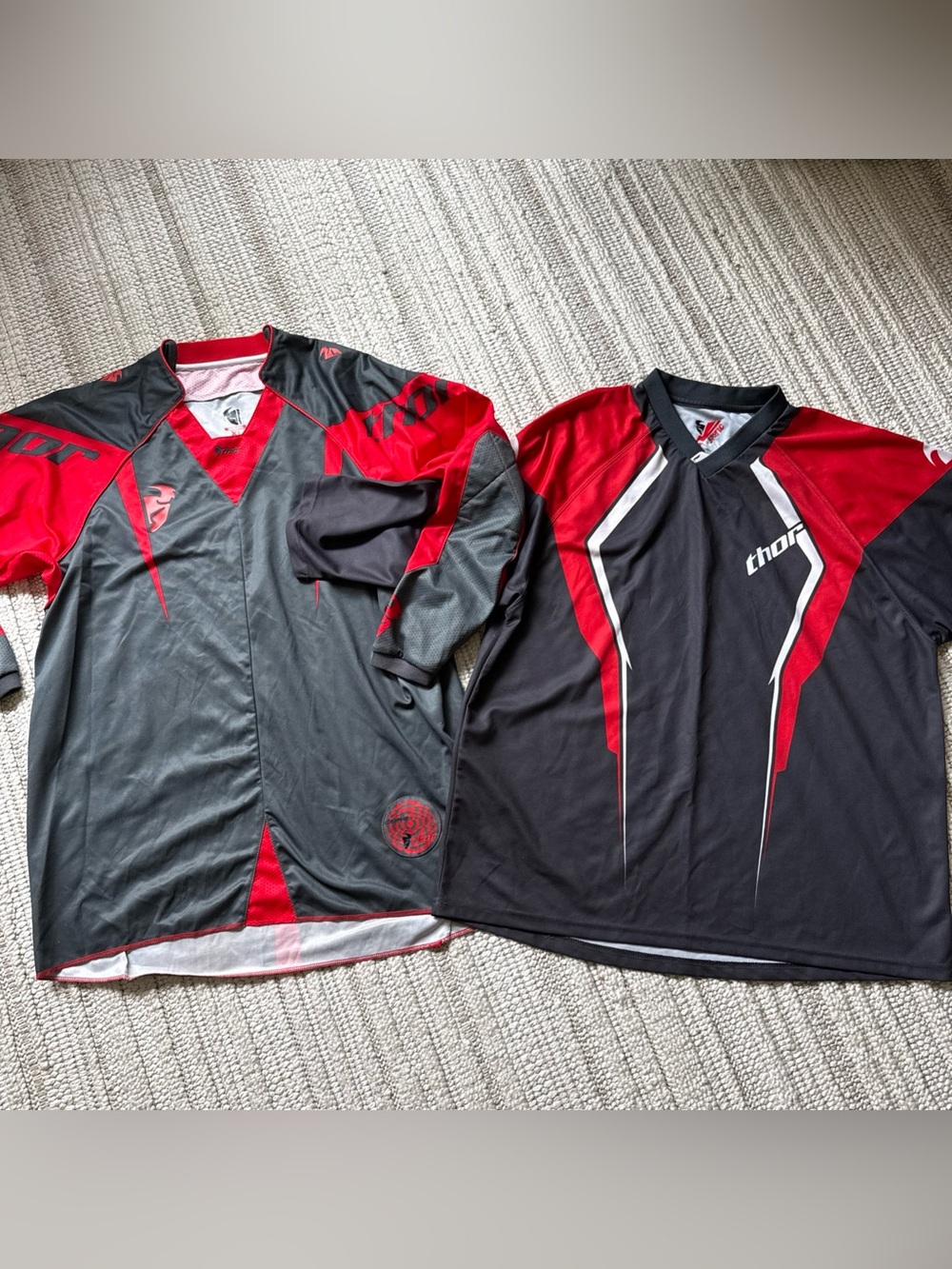 2 Thor Core Motocross Jersey Shirt Mens XL Gray Red Off Road MX ATV Racing Gear
